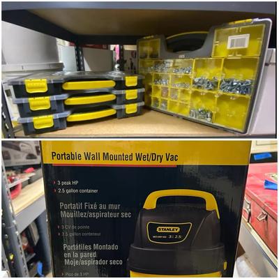 Stanley Storage Containers With Small Tools & Portable Wet/Dry Vac