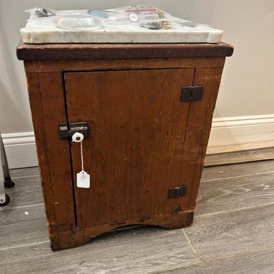 Sale Photo Thumbnail #267: Antique marble top commode. 