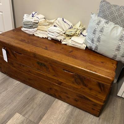 Sale Photo Thumbnail #168: Pine and cedar flip top chest. 