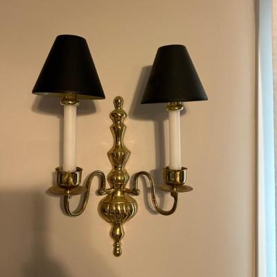 Sale Photo Thumbnail #511: Gorgeous pair of solid brass wall sconces. 