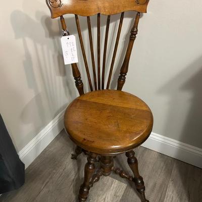 Sale Photo Thumbnail #160: Solid wood piano chair. 