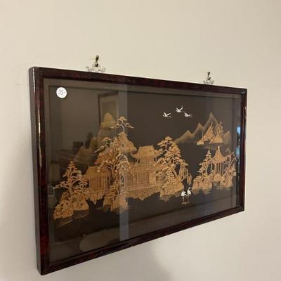 Sale Photo Thumbnail #232: Handmade Asian scene. Made from carved cork. 