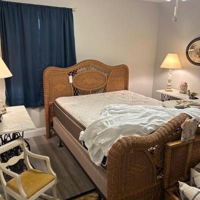 Sale Photo Thumbnail #178: Queen size wicker bed. Incudes mattress. LOVE! 