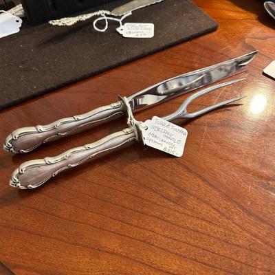Sale Photo Thumbnail #143: Towle "Fontana" pattern sterling silver handle and stainless top carving set. 