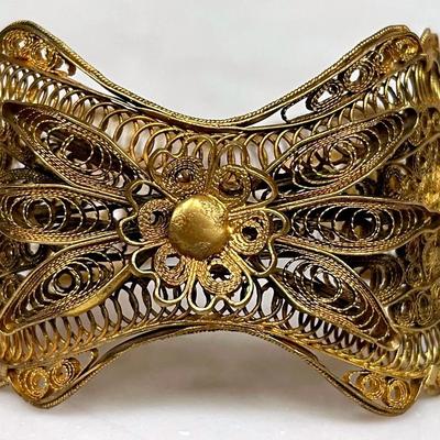 Antique Brass-Tone Mesh Bracelet