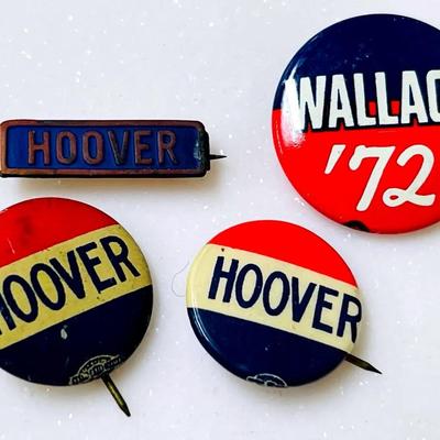 “Hoover” and “Wallace” Vintage Campaign Pins