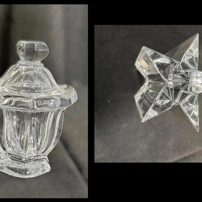 Baccarat Crystal Star & Sugar Bowl with Lid and Spoon | France