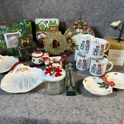 Holiday Decor & Serveware Lot | Fitz and Floyd, Mary Ann Baker, Mugs, Glass & Figurines