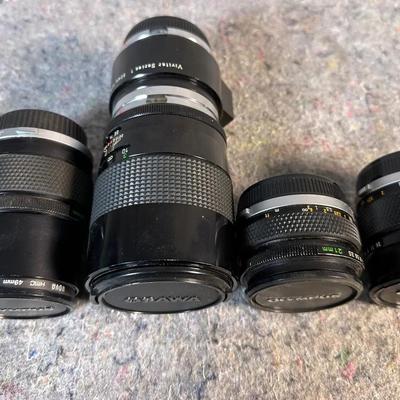 Olympus OM Lens Parts Lot | 21mm f/3.5, 135mm f/3.5, Viviste 90mm Macro & 24mm f/2 Prime