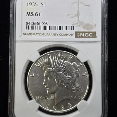 1935 Peace, MS61, NGC