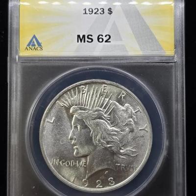 1923 Peace, MS62, ANACS