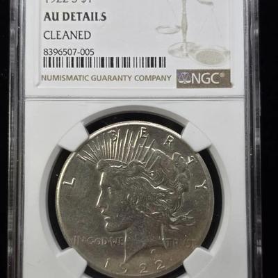 1922-S Peace, AU Details (Cleaned), NGC