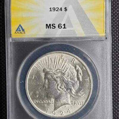 1924 Peace, MS61, ANACS