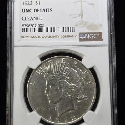 1922 Peace, UNC Details (Cleaned), NGC