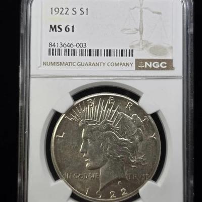1922-S Peace, MS61, NGC