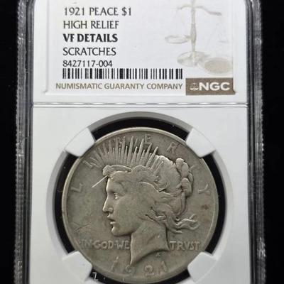 1921 Peace, VF Details - Scratches, NGC