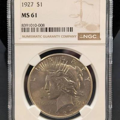 1927 Peace, MS61, NGC