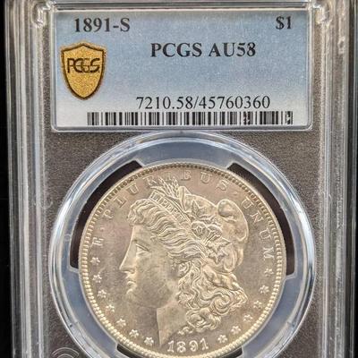 1891-S Morgan, AU58, PCGS (Lot 1)
