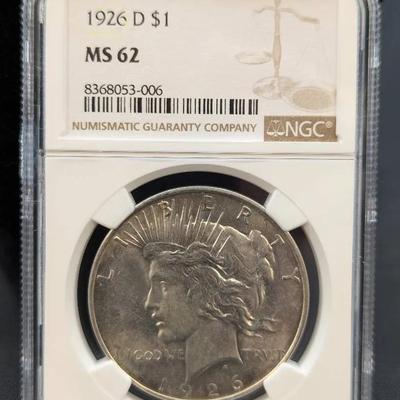 1926-D Peace, MS62, NGC