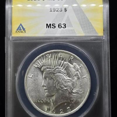 1923 Peace, MS63, ANACS