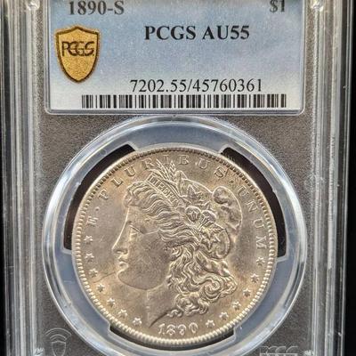 1890-S Morgan, AU55, PCGS