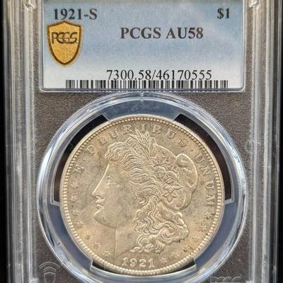 1921-S Morgan, AU58, PCGS
