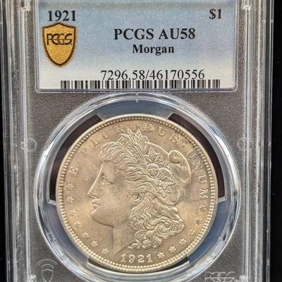 1921 Morgan, AU58, PCGS