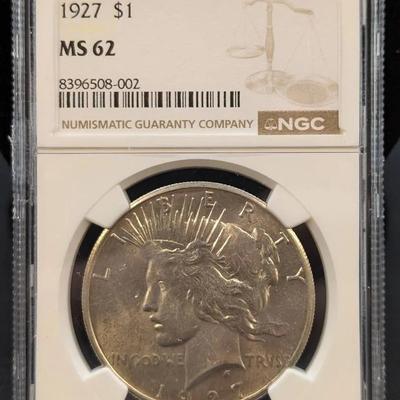 1927 Peace, MS62, NGC