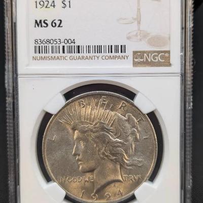 1924 Peace, MS62, NGC (Lot 1)