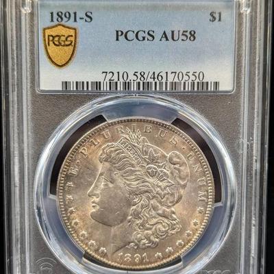 1891-S Morgan, AU58, PCGS (Lot 2)