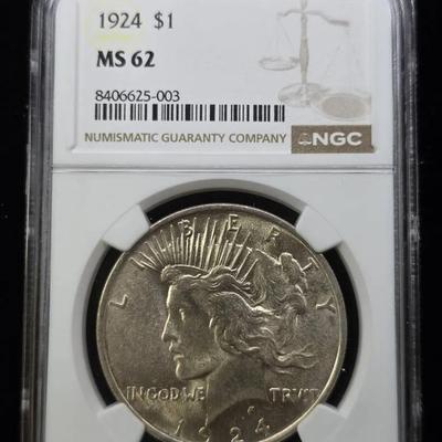 1924 Peace, MS62, NGC (Lot 2)