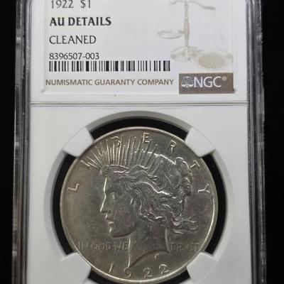 1922 Peace, AU Details (Cleaned), NGC (Lot 1)