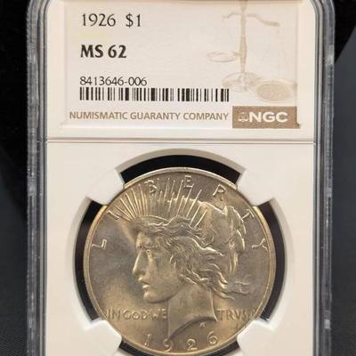 1926 Peace, MS62, NGC