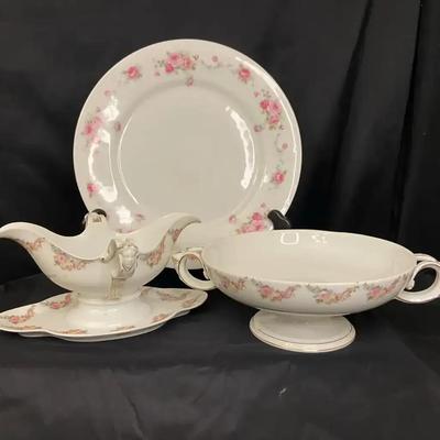 3 Piece Rose Motif China with Matching Rosenthal Tureens and Sevres Plate