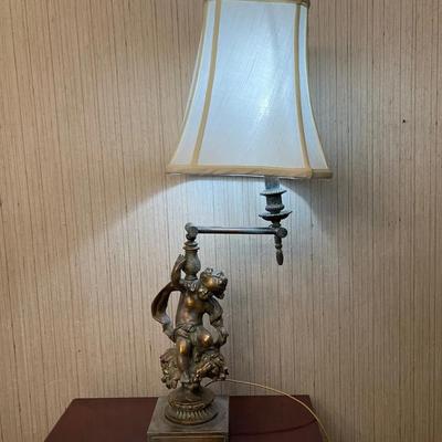 Vintage M.C. Company Gim 55 Metal Cherub Adjustable Table Lamp