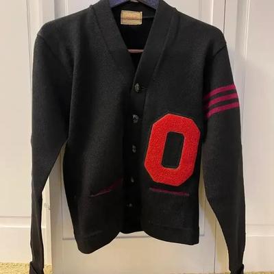 Vintage Dehen 100% Wool Lettered Knit Cardigan Jr. Size
