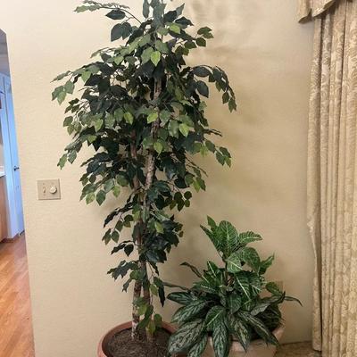 Faux 7’ Tree And 3’ Potted Plant Decor