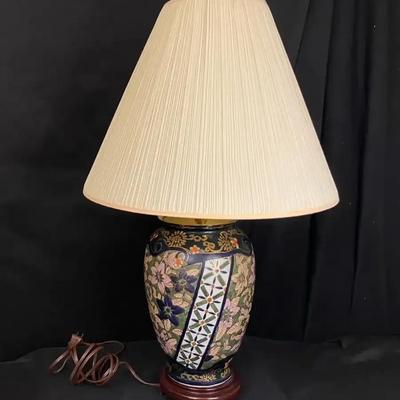 Hand-Painted Floral Jar Lamp