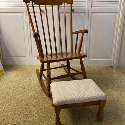Vintage Maple Rocking Chair & Ottoman 