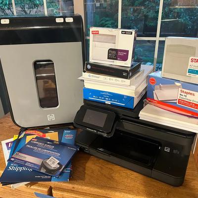 Hp Photosmart Printer And Tru Red Shredder With Paper Office Supplies