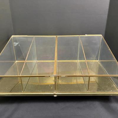 Large Vintage Glass And Brass Display Or Jewelry Box
