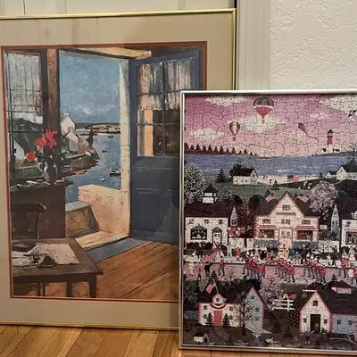 Raymond Winthrop “The Blue Door” Print 22x27 & Jane Wooster Scott Framed Puzzle