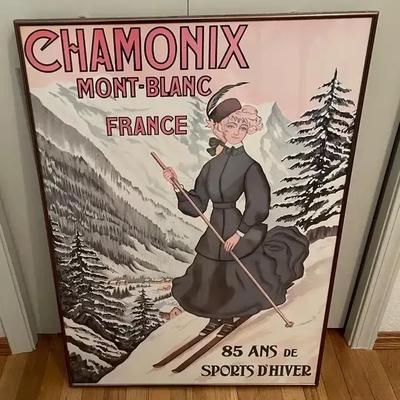 Chamonix Mont-Blanc Framed Poster 25.5 x36 85 Ans De Sports D’Hiver