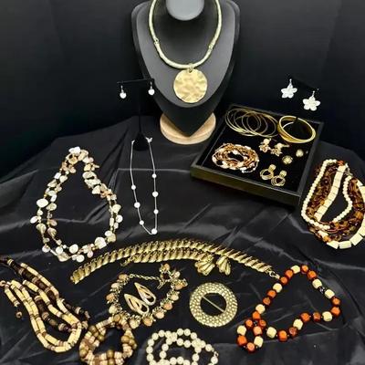 Neutrals, Naturals, And Metallic Costume Jewelry Collection