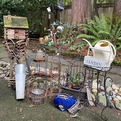 Garden Planters, Wire Wine Rack, Wooden Bird House, Hummingbird Decor, And More