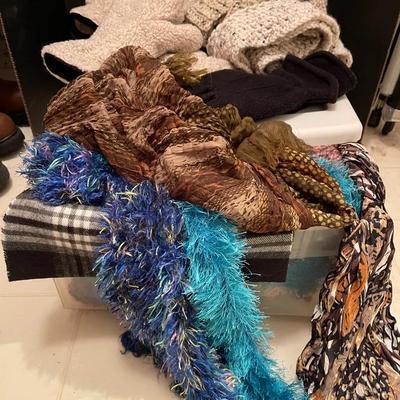Mystery Lot Of Winter Scarves & Gloves With Owl Scarf Hangers