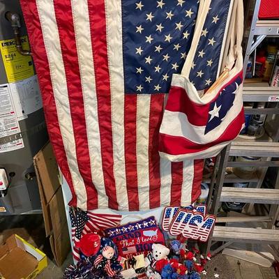 Independence Day Decor Including Full Size Flag, Beanie Babies & More 