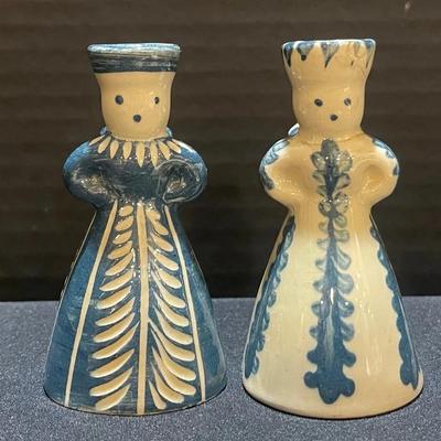 Hallstatt Keramik Hand-Painted Angel Candlestick Holders