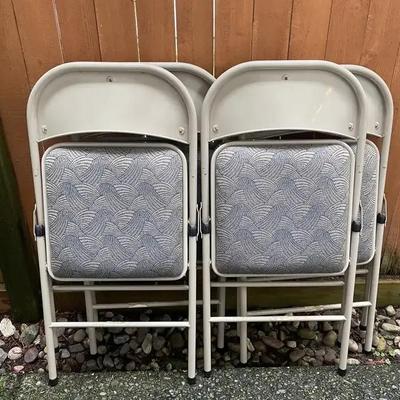 4 Meco Padded Folding Metal Chairs