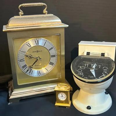 Howard Miller Westminster Clock, Vintage Chass Miniature, & Novelty Toilet Clock